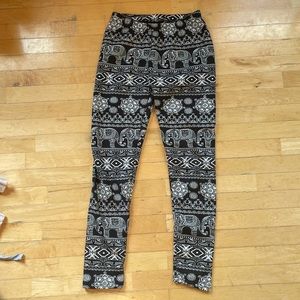 Elephant Mandala Print Fleece Leggings